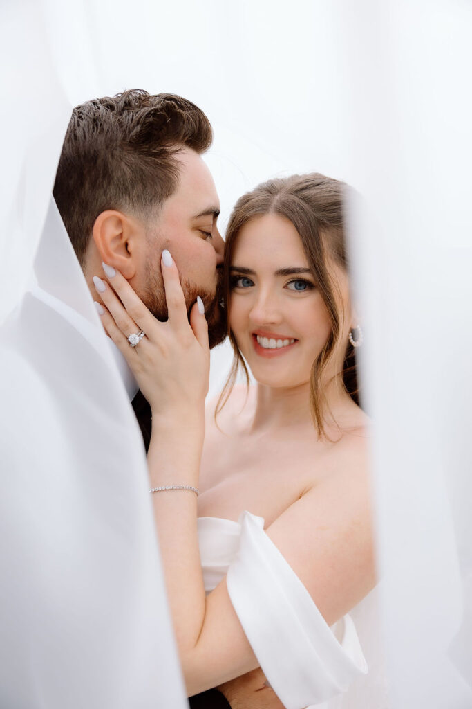 Documentary style wedding photographer capturing unplanned laughter, Fine art wedding portraits with a refined editorial edge
